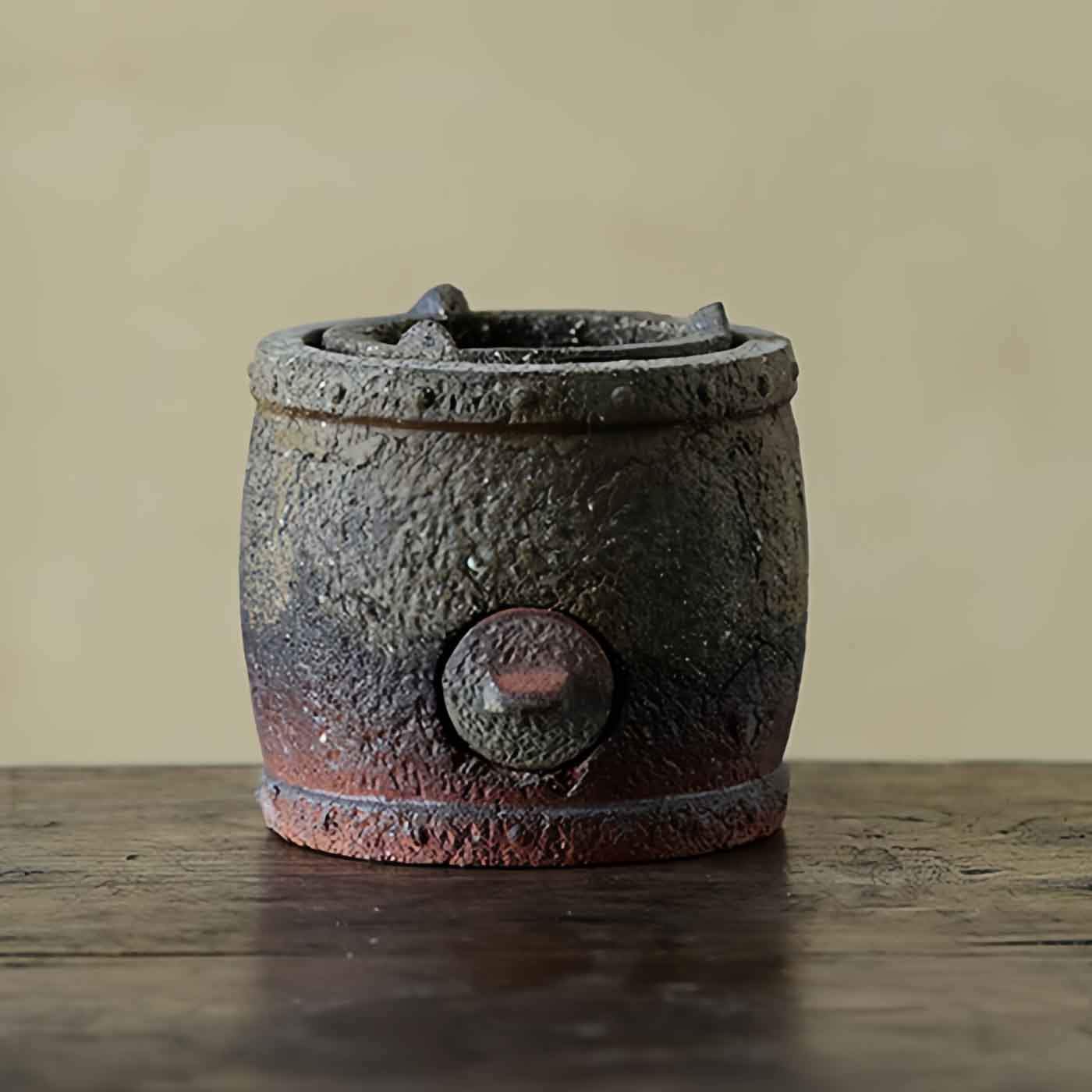Charcoal Tea Stove - Coarse Pottery Drum-shaped Stove Tea Kettle