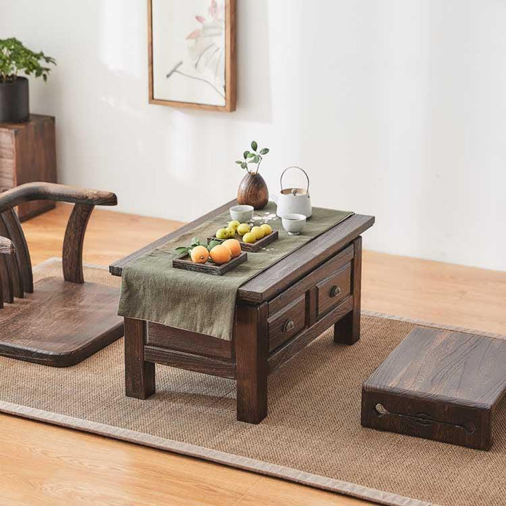 Low Tea Table Set Tatami Table, Coffee Table - Solid Wood Tatami Low Seating Tea Table ...