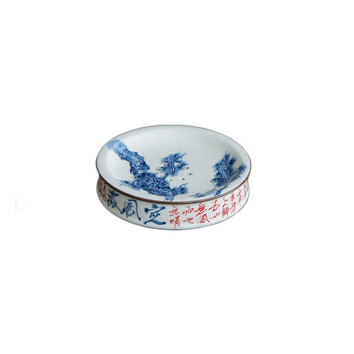 Blue and White Green Pine Poetry Tea Boat