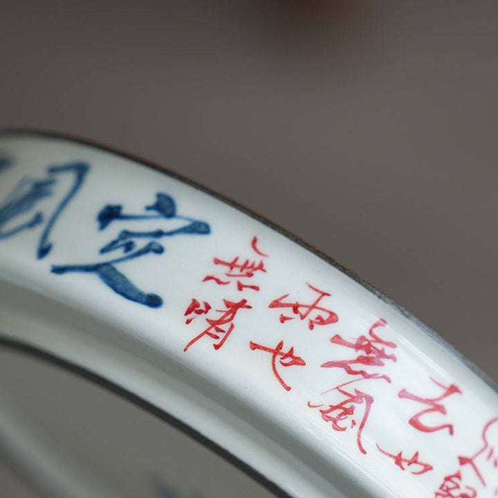 Blue and White Green Pine Poetry Tea Boat