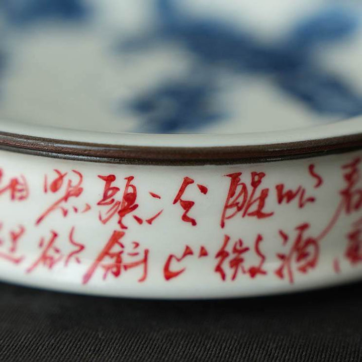 Blue and White Green Pine Poetry Tea Boat