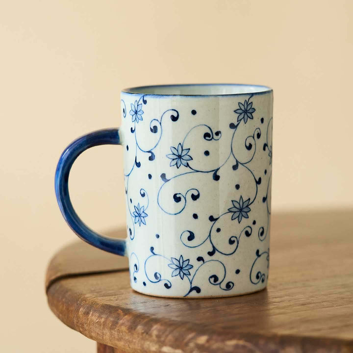 Blue and White Lotus Flower Cute Cat Mug & Coffee Mug