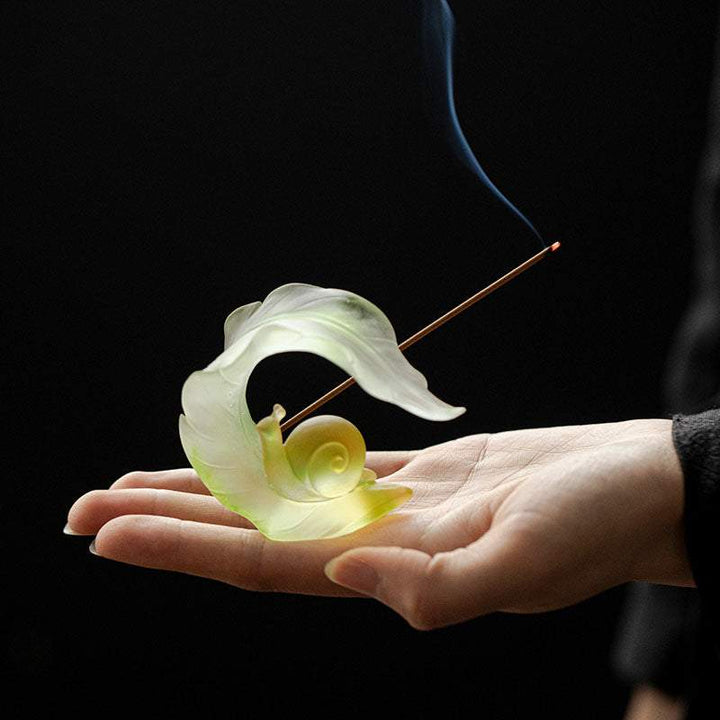 Colored Glaze Snail Zen Incense Stick Holder
