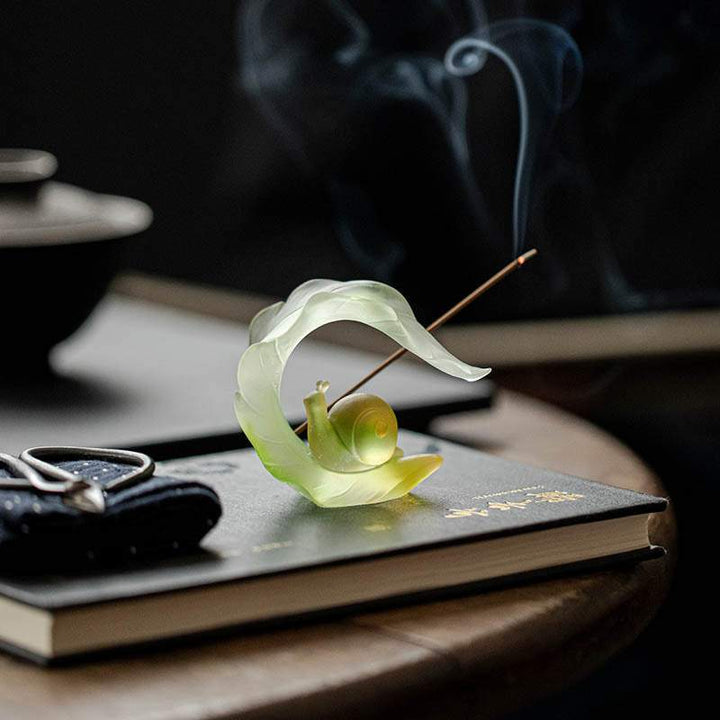 Colored Glaze Snail Zen Incense Stick Holder