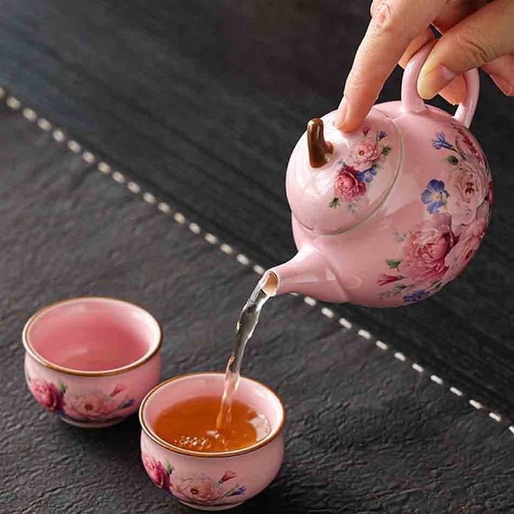 Colorful Flower Teapot Travel Tea Set for Travel & Outdoor