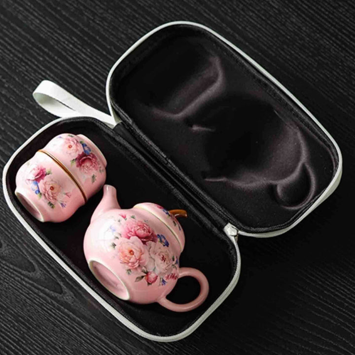 Colorful Flower Teapot Travel Tea Set for Travel & Outdoor