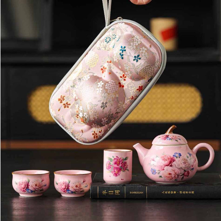 Colorful Flower Teapot Travel Tea Set for Travel & Outdoor