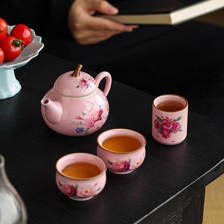 Colorful Flower Teapot Travel Tea Set for Travel & Outdoor