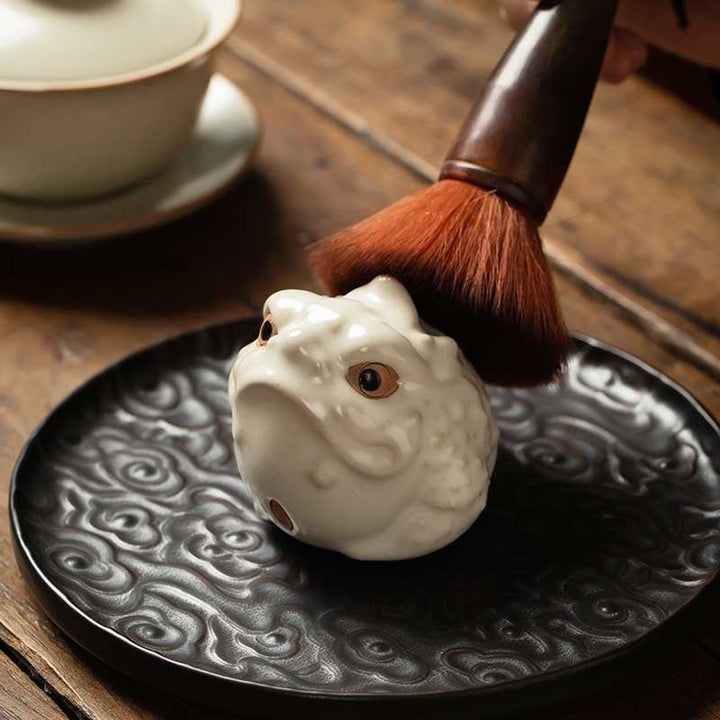 Golden Toad Ru Ware Tea Pet Wealth-Attracting Tea Art Accessories