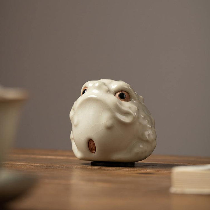 Golden Toad Ru Ware Tea Pet Wealth-Attracting Tea Art Accessories