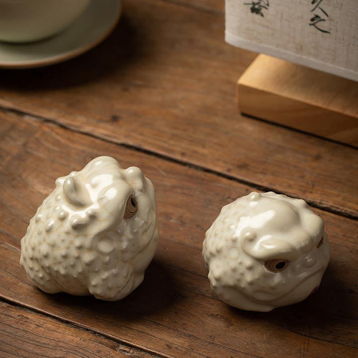 Golden Toad Ru Ware Tea Pet Wealth-Attracting Tea Art Accessories