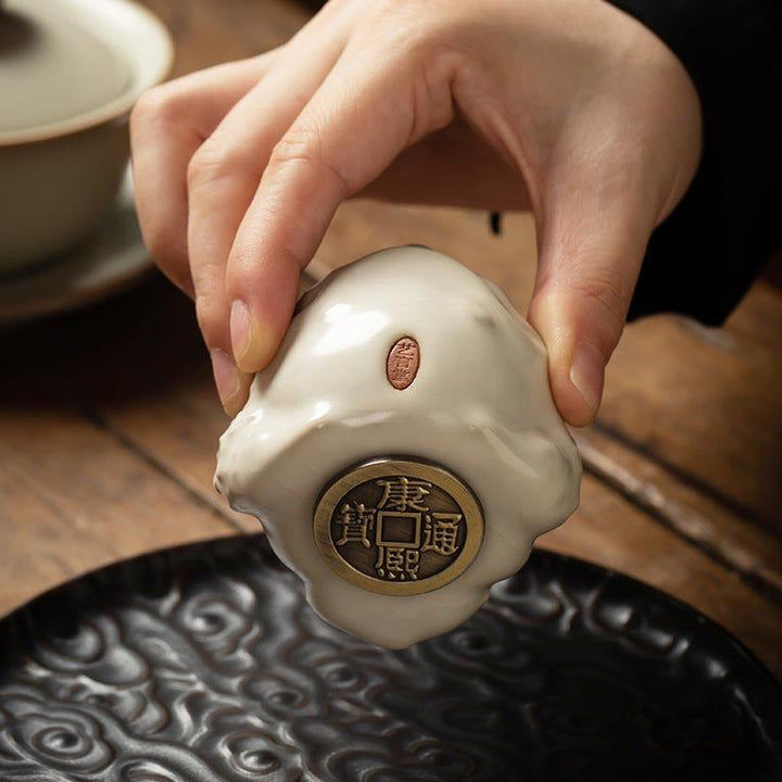 Golden Toad Ru Ware Tea Pet Wealth-Attracting Tea Art Accessories