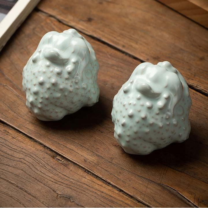 Golden Toad Ru Ware Tea Pet Wealth-Attracting Tea Art Accessories