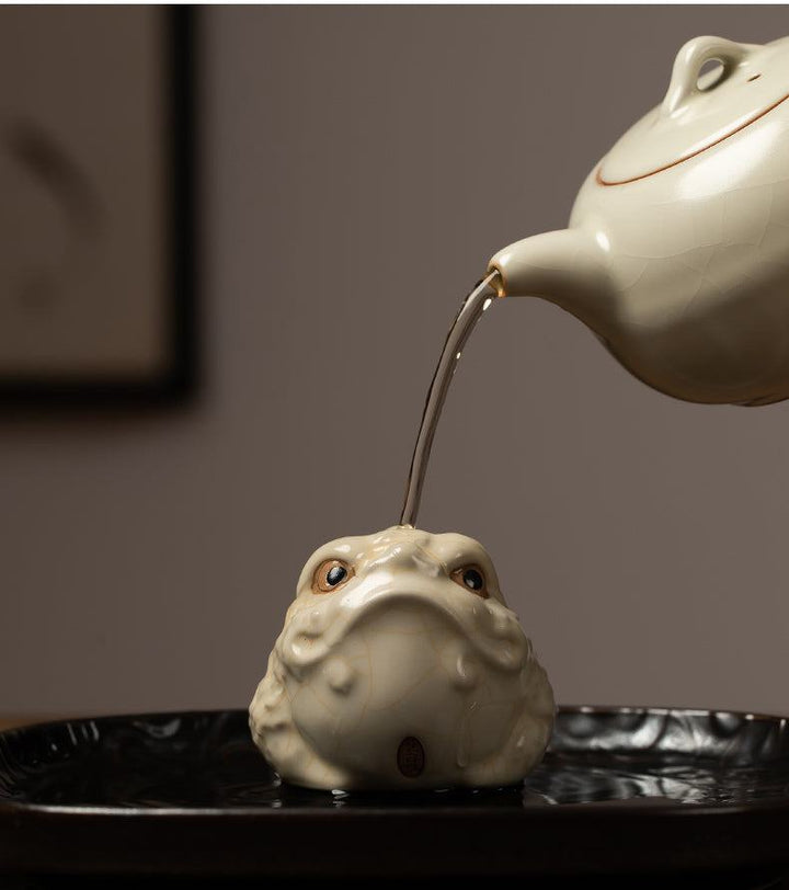 Golden Toad Ru Ware Tea Pet Wealth-Attracting Tea Art Accessories