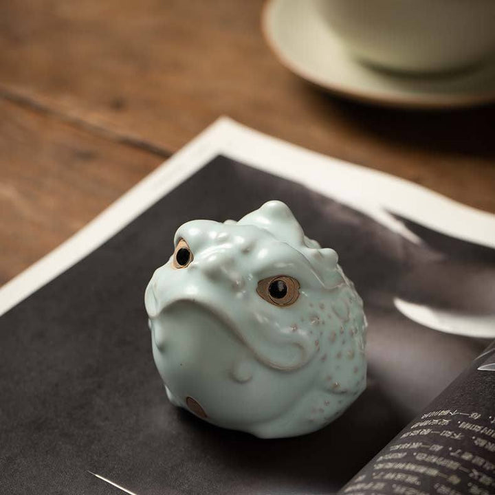 Golden Toad Ru Ware Tea Pet Wealth-Attracting Tea Art Accessories