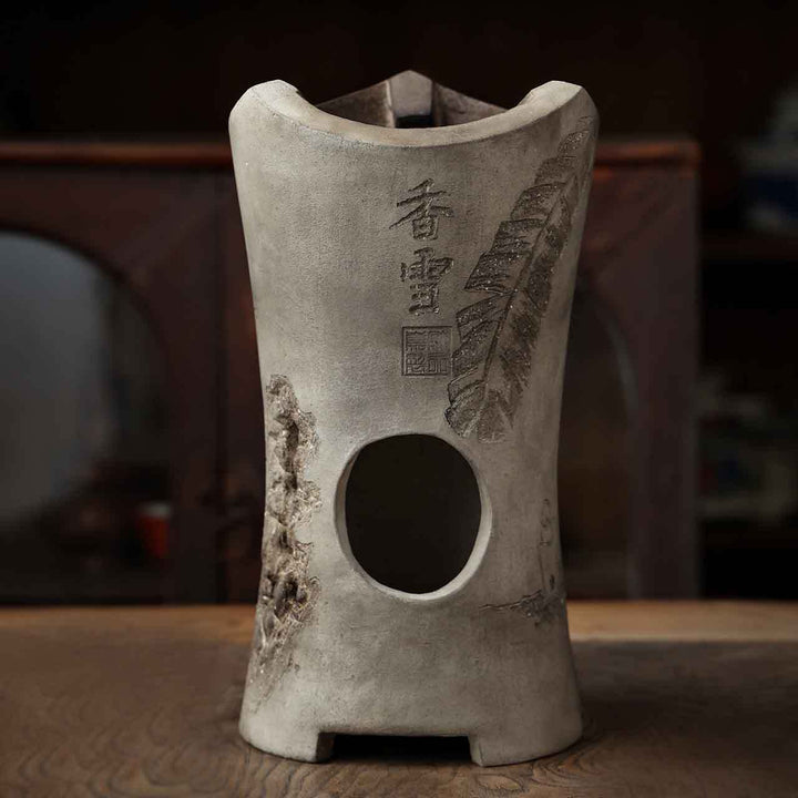 Hand-carved Taihu Stone Banana Leaves Chaozhou Gongfu Charcoal Stove