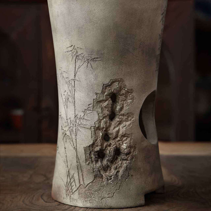 Hand-carved Taihu Stone Banana Leaves Chaozhou Gongfu Charcoal Stove