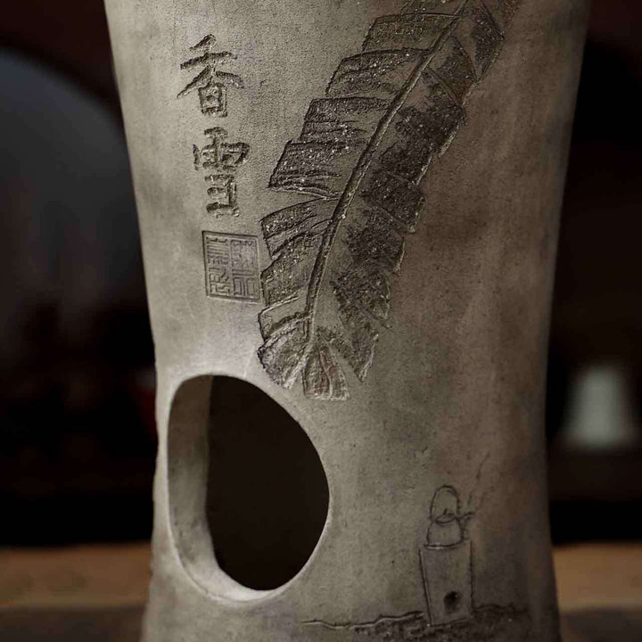 Hand-carved Taihu Stone Banana Leaves Chaozhou Gongfu Charcoal Stove