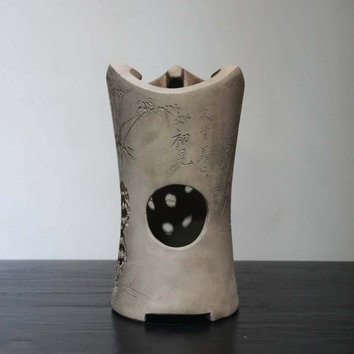 Hand-carved Bamboo and Poetry Chaozhou Gongfu Charcoal Stove