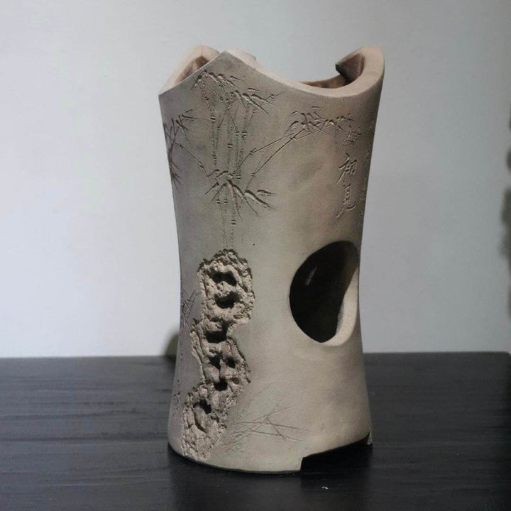 Hand-carved Bamboo and Poetry Chaozhou Gongfu Charcoal Stove