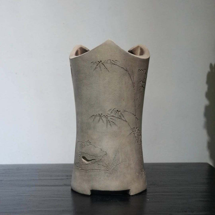 Hand-carved Bamboo and Poetry Chaozhou Gongfu Charcoal Stove