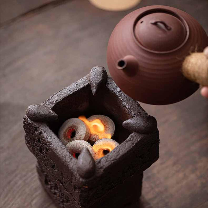 Hand-molded Old Rock Clay Tea Stove Tea Warmer Charcoal Stove