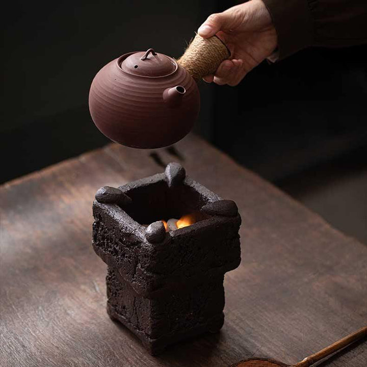 Hand-molded Old Rock Clay Tea Stove Tea Warmer Charcoal Stove