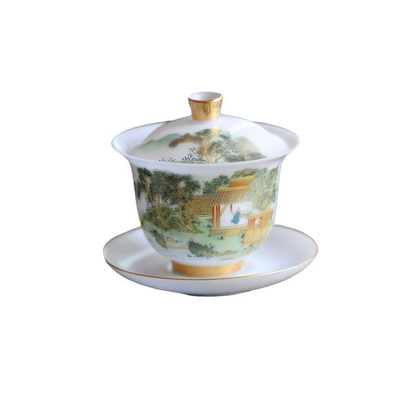 Ice Species Jade Porcelain Heap Gold Covered Bowl