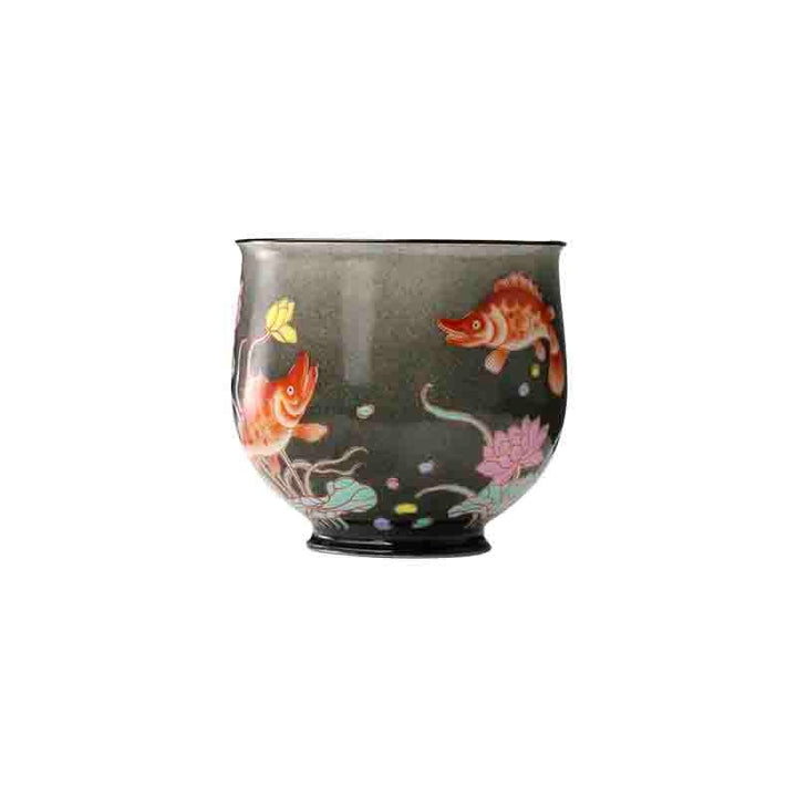 Ink Base Red Green Fish and Algae Teacup