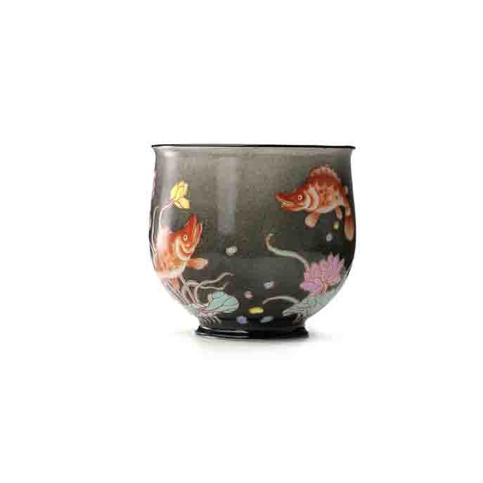 Ink Base Red Green Fish and Algae Teacup