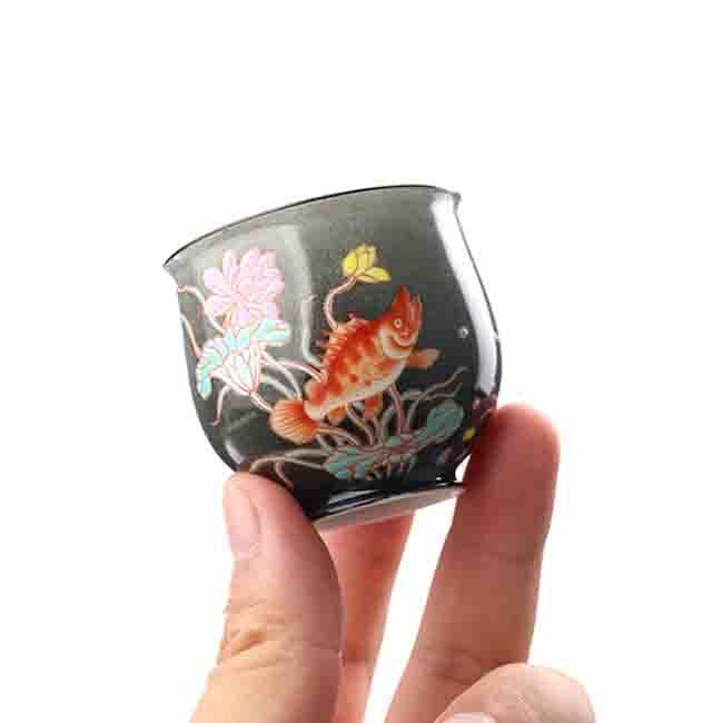 Ink Base Red Green Fish and Algae Teacup