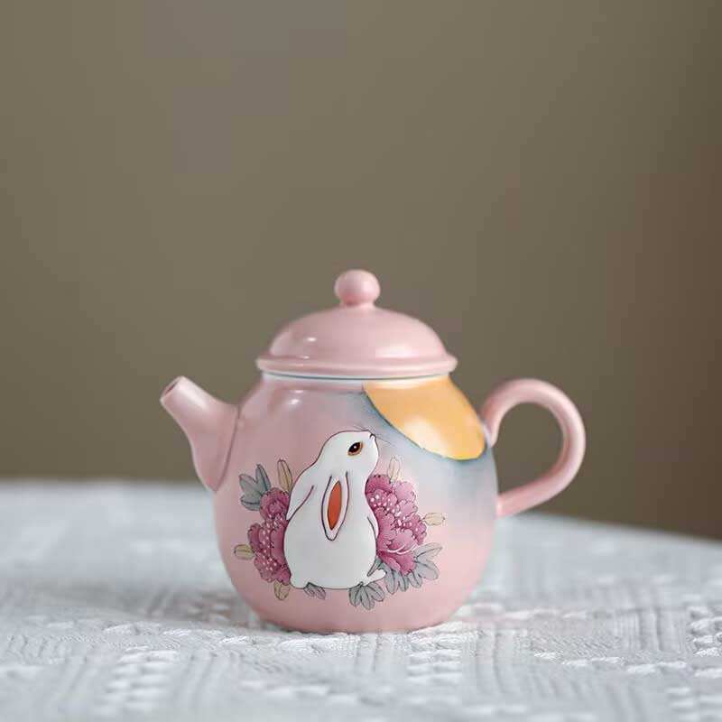 Mini Rabbit Tea Pot Cafe Rabbit Teapot, Pink Rabbit Teapot, Jade Rabbit Hand-Painted Teapot ...