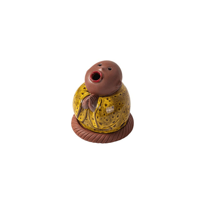 Abstract Ceramic Joyful Little Monk Incense Burner