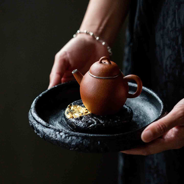 Lacquer Gold-leaf Ceramic Tea Tray/Teapot Holder