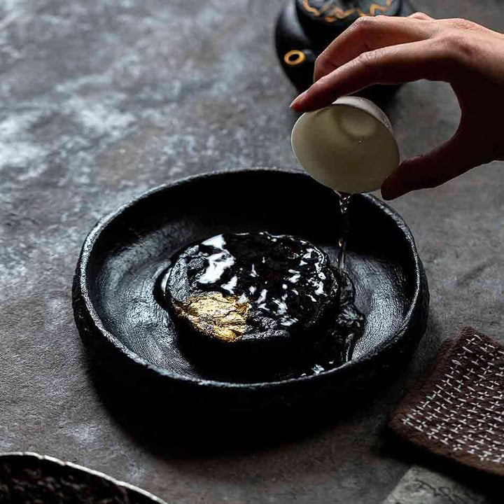 Lacquer Gold-leaf Ceramic Tea Tray/Teapot Holder