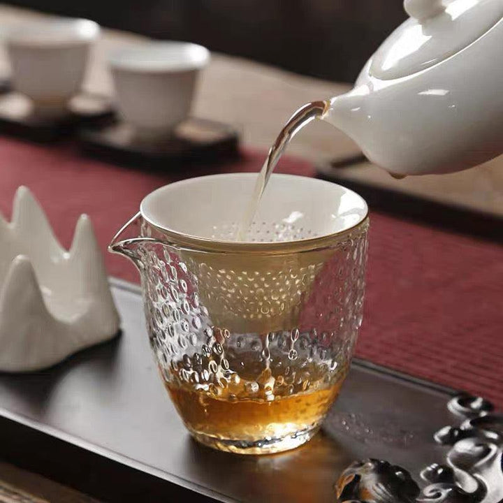 Home Tea Filtering Tea Filter Set - Mountain Peak Jade Porcelain Tea Filter Strainer Set