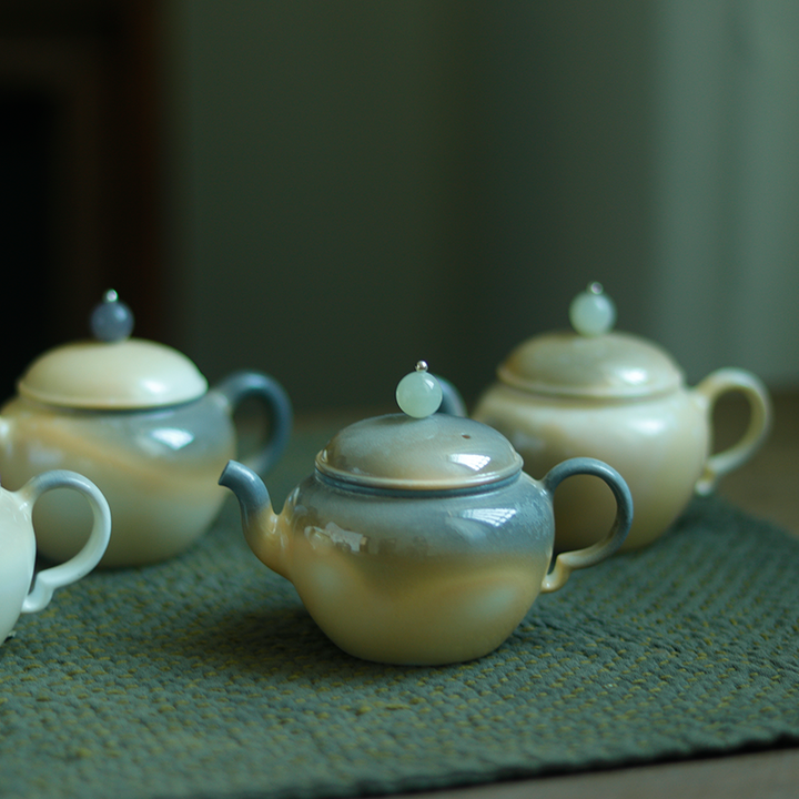 Natural Ash Glaze Jade Button Chai Shao Teapot