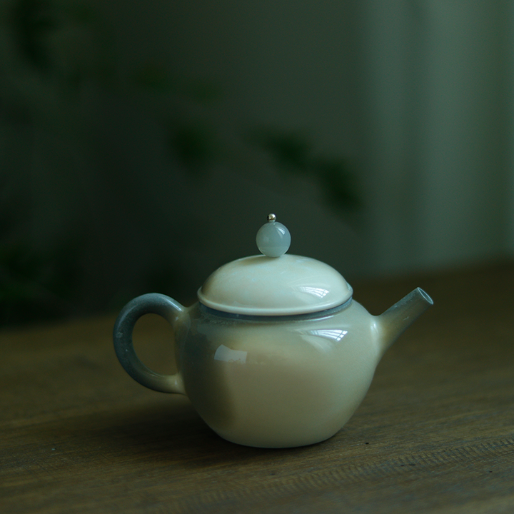 Natural Ash Glaze Jade Button Chai Shao Teapot
