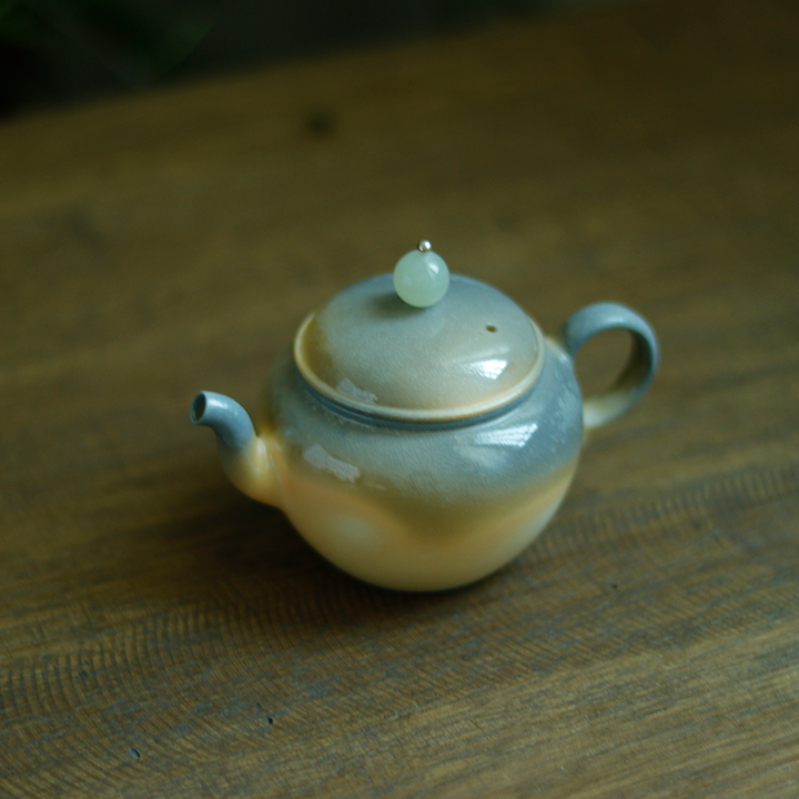 Natural Ash Glaze Jade Button Chai Shao Teapot