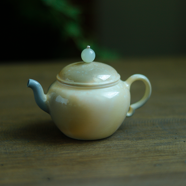 Natural Ash Glaze Jade Button Chai Shao Teapot
