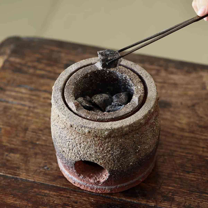 Old-fashioned Drum-shaped Charcoal Tea Stove Tea Kettle Set