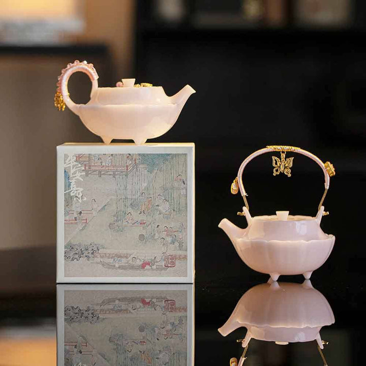 Pink Lotus Petal Ice Seed Porcelain Teapot