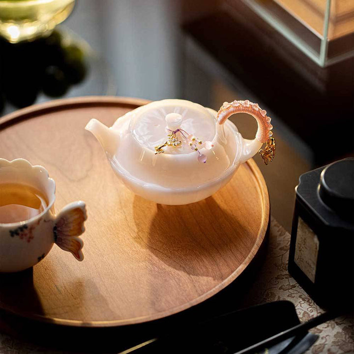 Pink Lotus Petal Ice Seed Porcelain Teapot