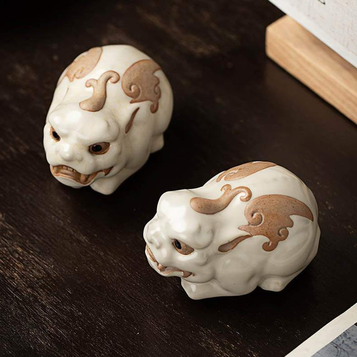 Pixiu Ru Ware Tea Pet Sky-Blue Ru Porcelain Crackle, Wealth-Attracting Tea Art Accessories