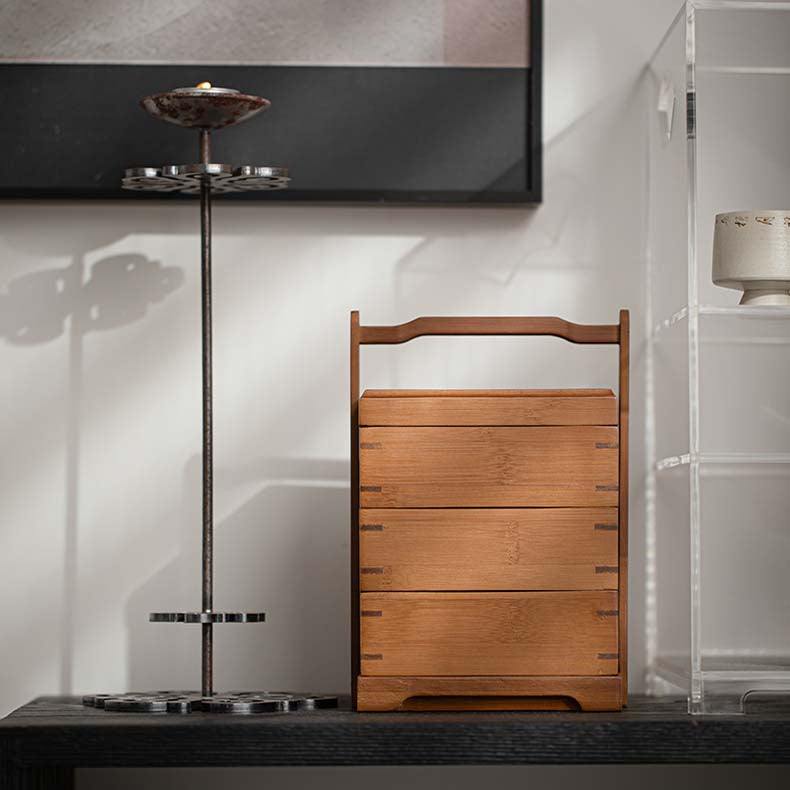 Outdoor Portable Tea Set Storage Basket Carrying Box Fruit Tea Snack ...