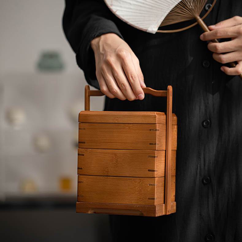 Outdoor Portable Tea Set Storage Basket Carrying Box Fruit Tea Snack ...