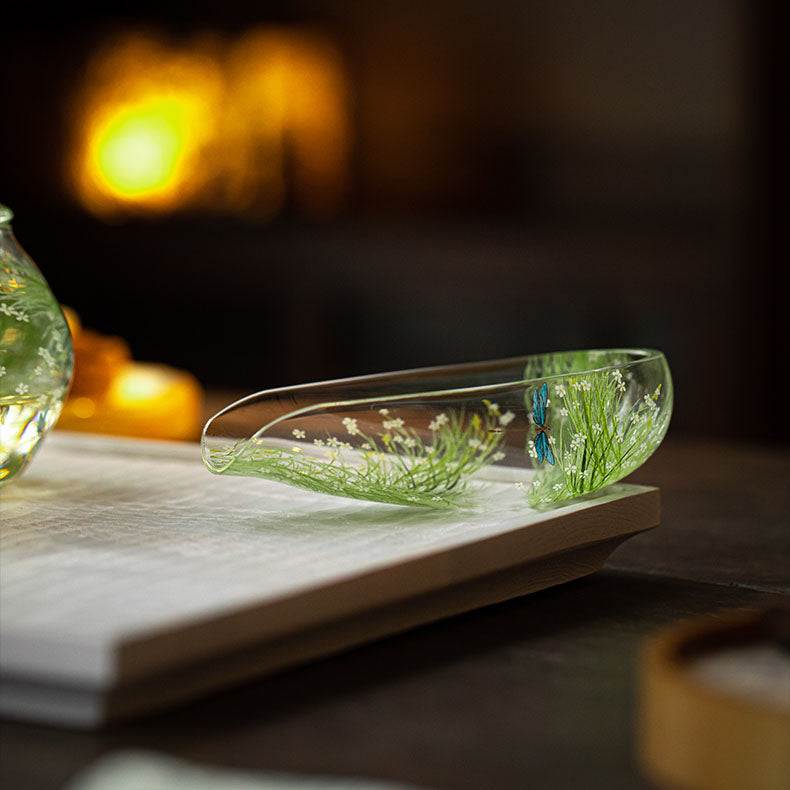 Glass Tea Scoop - Handpainted Willow Hand Blown Glass ChaZe Tea Holder ...