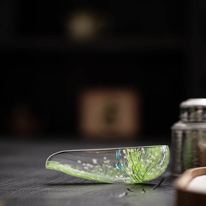 Glass Tea Scoop - Handpainted Willow Hand Blown Glass ChaZe Tea Holder ...