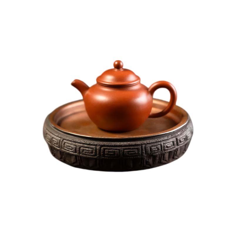 Gongfu Tea Tray with Drain - Round Portable Ceramic Tea Draining Tray ...