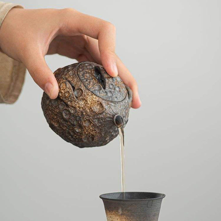 Old Rock Mud Coarse Pottery Star Moon Hand Grab Teapot